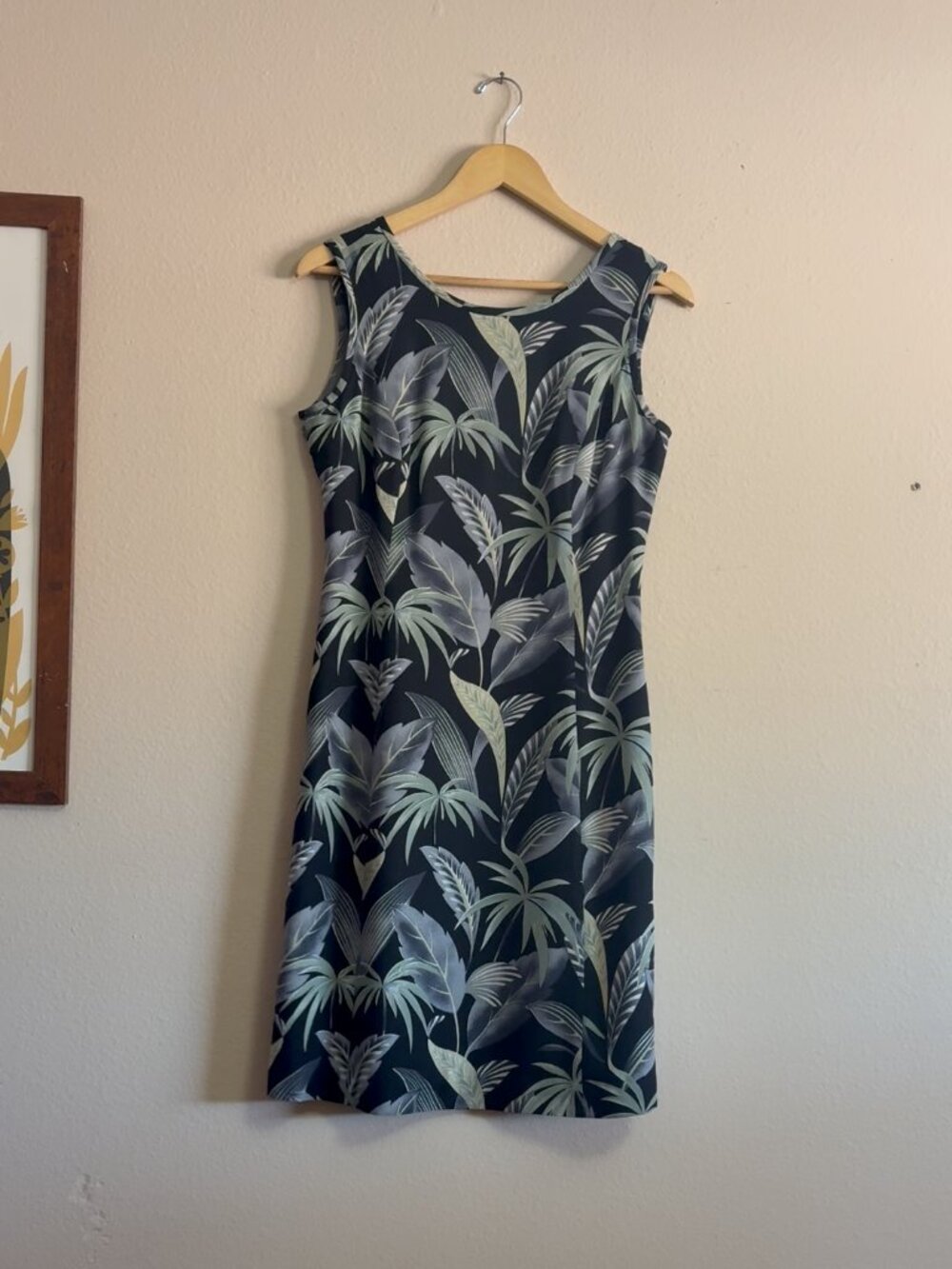 Tommy Bahama Foliage 100% Silk Dress US 6 Tropical Leaf Print Sleeveless
